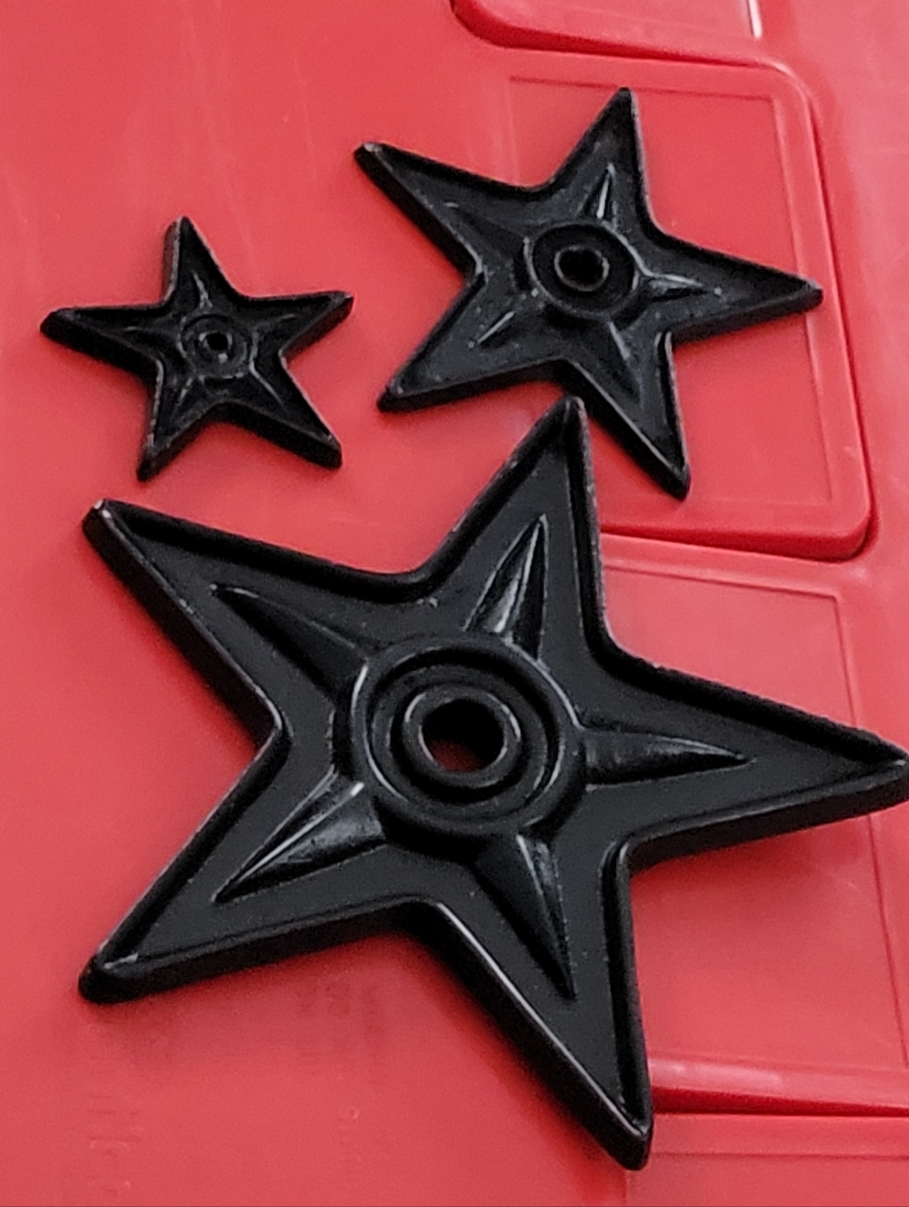 Vintage Rustic Farmhouse Black Cast Iron Star Set, 6.5" + 4" + 2-1/2" --Set of 3